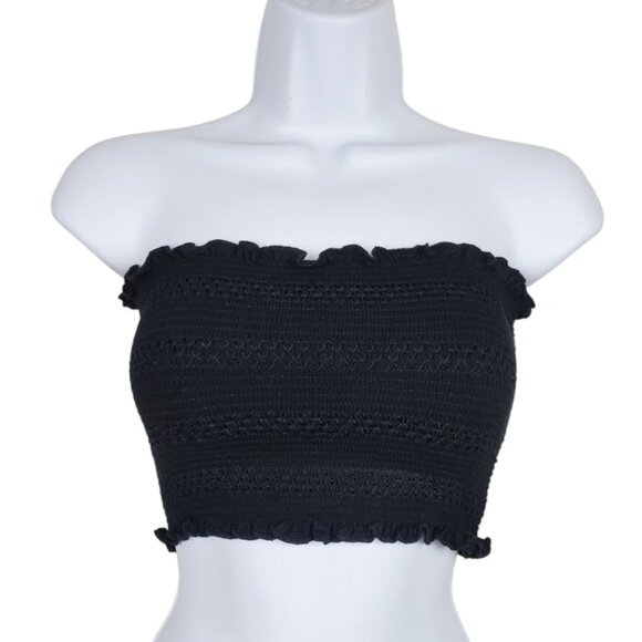 Urban Outfitters Womens Silence & Noise Black Smocked Tube Crop Top Size M/L NWT - Picture 1 of 5